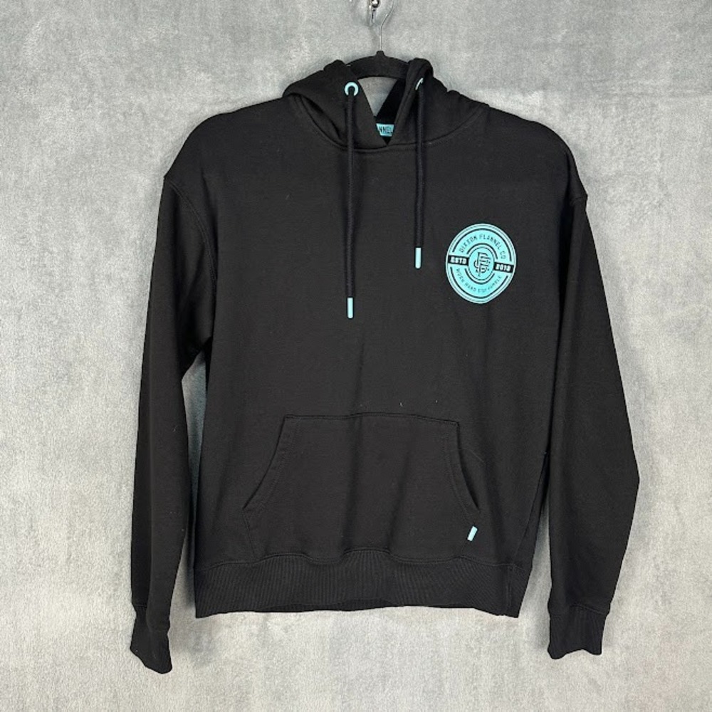 Dixxon Flannel Sweatshirt Womens Small Black Hoodie Comfort Stretch Logo Weekend